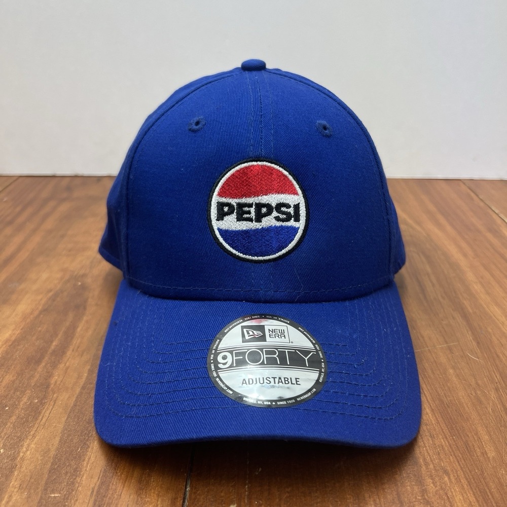 Pepsi New Era 9FORTY Adjustable Blue Hat Cap Embroidered Logo NWT 2023